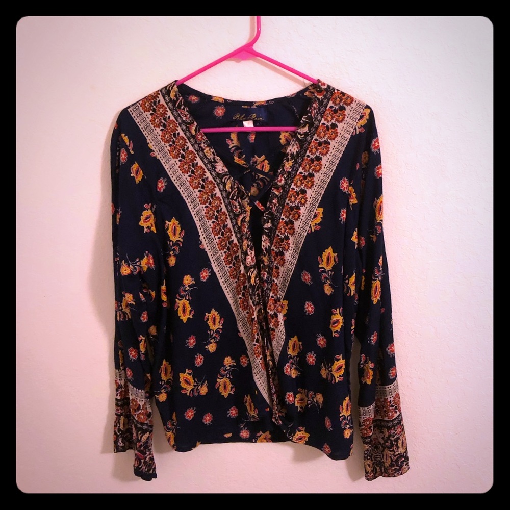 Crisscross neckline blouse. Cute and flattering.